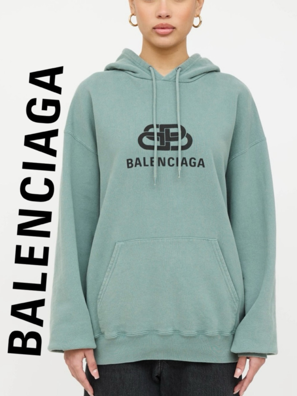 BALENCIAGA Unisex BB Logo Loopback Cotton Jersey Hoodie Sweatshirt